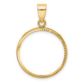 Australian 1/4 oz Gold Kangaroo $25 Coin Bezel Pendant Prong Set Diamond-Cut Polished in 10k Yellow Gold