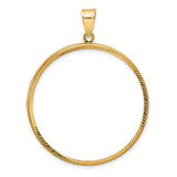 37 mm Coin Bezel Pendant Diamond-Cut Polished Prong Set in 10k Yellow Gold