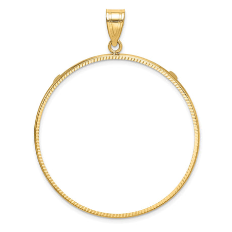 39.5 mm Coin Bezel Pendant Diamond-Cut Polished Prong Set in 10k Yellow Gold