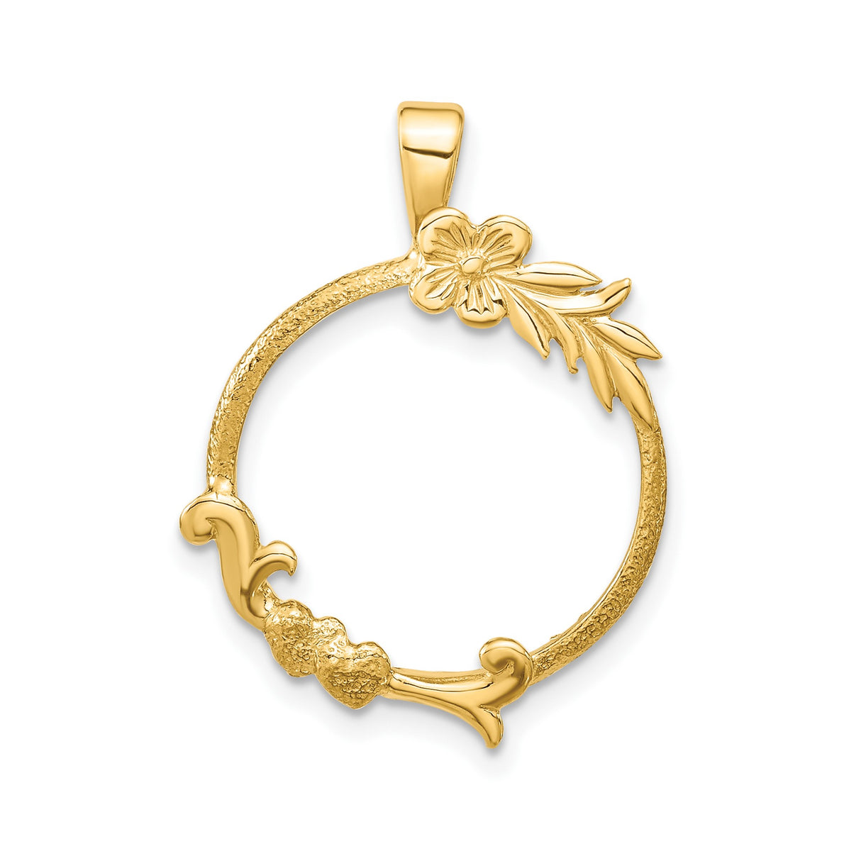 Australian 1/10 oz Gold Koala $15 Coin Bezel Pendant Prong Set Flower and Hearts in 14k Yellow Gold