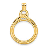 Australian 1/10 oz Gold Lunar $15 Coin Series 1 Coin Bezel Pendant Prong Set Loop and Knot in 14k Yellow Gold