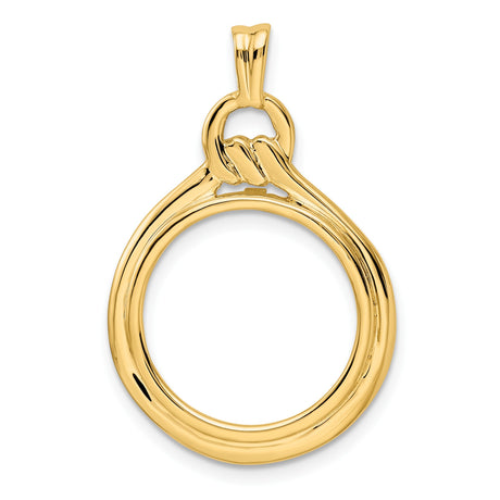 Australian 1/10 oz Gold Koala $15 Coin Bezel Pendant Prong Set Loop and Knot in 14k Yellow Gold