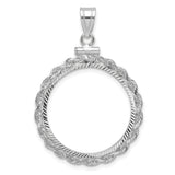 Italy Gold 20 Lire Coin Bezel Pendant Screw Top Diamond-Cut Rope in 14k White Gold