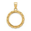 Australian 1/10 oz Gold Kangaroo $15 Coin Bezel Pendant Prong Set Diamond-Cut Twisted Ribbon in 14k Yellow Gold