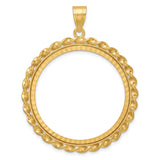 Isle of Man 1 oz Gold Cat 1 Crown Coin Bezel Pendant Prong Set Diamond-Cut Twisted Ribbon in 14k Yellow Gold