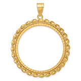 Australian 1 oz Gold Lunar $100 Coin Series 3 Coin Bezel Pendant Prong Set Diamond-Cut Twisted Wire Ribbon in 14k Yellow Gold
