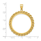 Isle of Man 1 oz Gold Cat 1 Crown Coin Bezel Pendant Prong Set Twisted Ribbon in 14k Yellow Gold