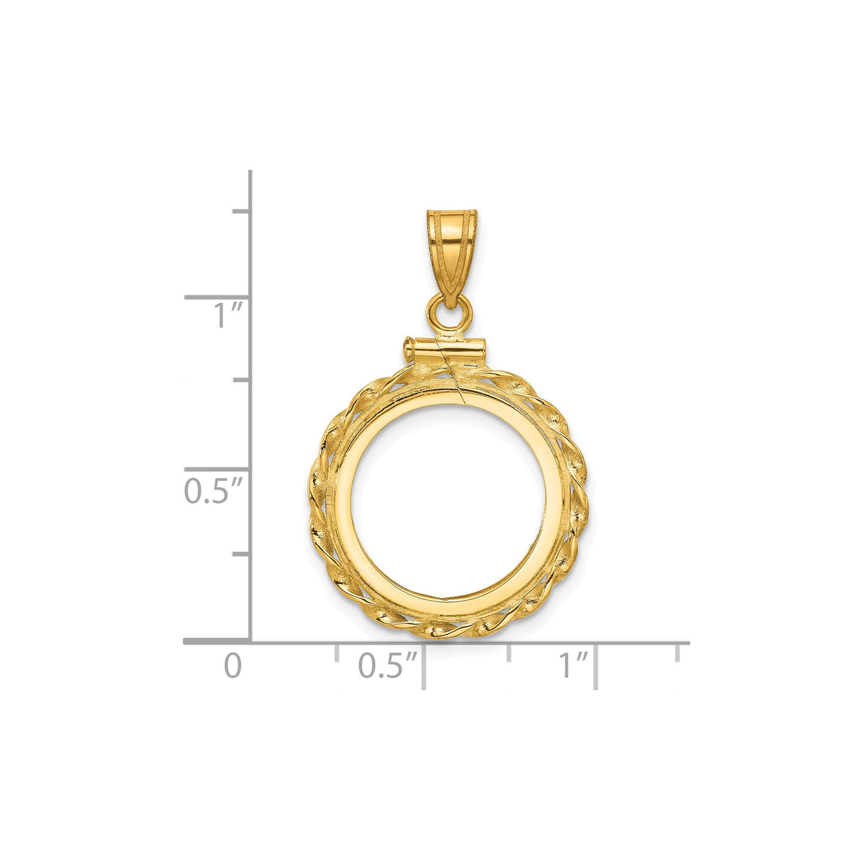 Australian 1/10 oz Gold Koala $15 Coin Bezel Pendant Screw Top Wide Twisted Wire in 14k Yellow Gold