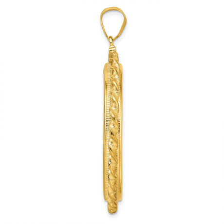 14k Yellow Gold coin bezel for Isle of Man 1 Crown Cat — alternate view