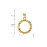 Australian 1/10 oz Gold Koala $15 Coin Bezel Pendant Prong Set Beaded Border in 14k Yellow Gold
