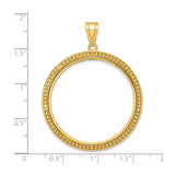 Australian 1 oz Platinum Koala $100 Coin Bezel Pendant Prong Set Beaded Border in 14k Yellow Gold