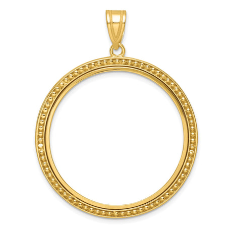 Australian 1 oz Gold Kangaroo $100 Coin Series 1 Coin Bezel Pendant Prong Set Beaded Border in 14k Yellow Gold