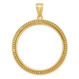 Australian 1 oz Platinum Koala $100 Coin Bezel Pendant Prong Set Beaded Border in 14k Yellow Gold