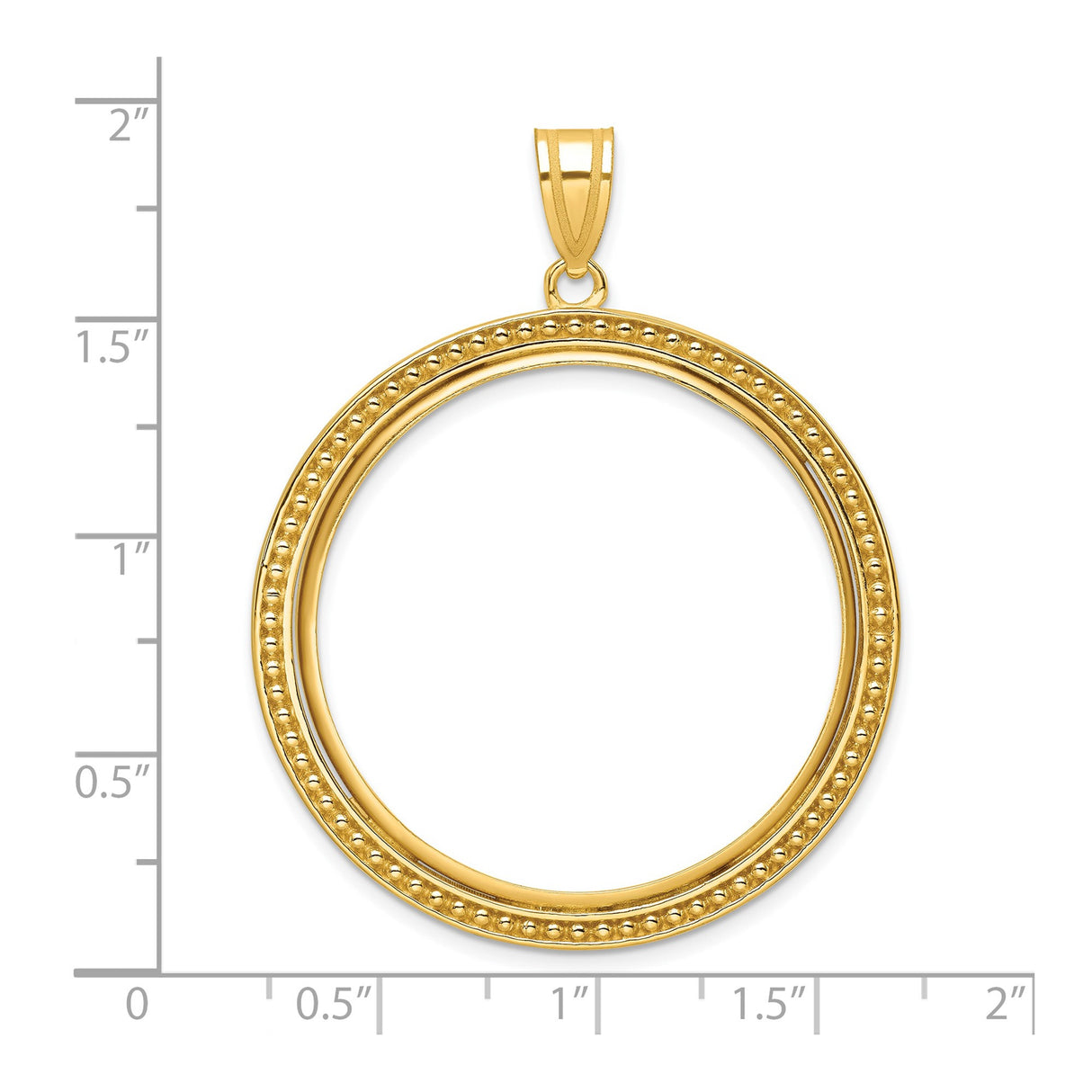 Isle of Man 1 oz Gold Cat 1 Crown Coin Bezel Pendant Prong Set Beaded Border in 14k Yellow Gold