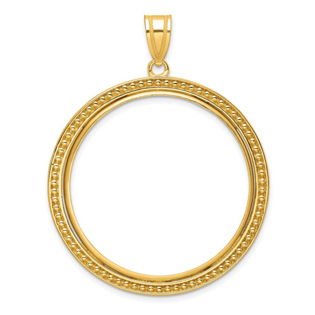 Isle of Man 1 oz Gold Cat 1 Crown Coin Bezel Pendant Prong Set Beaded in 10k Yellow Gold
