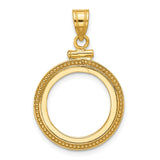 Australian 1/10 oz Gold Lunar $15 Coin Series 3 Coin Bezel Pendant Screw Top Beaded in 10k Yellow Gold