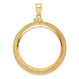 US 1 oz Platinum American Eagle $100 Coin Bezel Pendant Screw Top Beaded in 10k Yellow Gold
