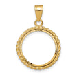 Australian 1/10 oz Gold Lunar $15 Coin Series 3 Coin Bezel Pendant Prong Set Diamond-Cut Polished Rope in 14k Yellow Gold