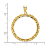 Australian 1 oz Platinum Koala $100 Coin Bezel Pendant Prong Set Polished Rope in 14k Yellow Gold