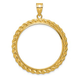 UK 1 oz Gold Britannia £100 Coin Series 3 Coin Bezel Pendant Prong Set Polished Rope in 14k Yellow Gold