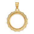 Australian 1/10 oz Gold Kangaroo $15 Coin Bezel Pendant Prong Set Fancy Scroll in 14k Yellow Gold