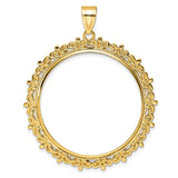Isle of Man 1 oz Gold Cat 1 Crown Coin Bezel Pendant Prong Set Fancy Scroll in 14k Yellow Gold