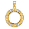 Australian 1/10 oz Gold Kangaroo $15 Coin Bezel Pendant Prong Set Diamond-Cut Hearts and Rope Border in 14k Yellow Gold