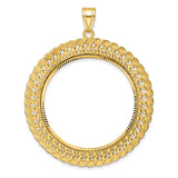 Isle of Man 1 oz Gold Cat 1 Crown Coin Bezel Pendant Prong Set Hearts and Rope Border in 14k Yellow Gold
