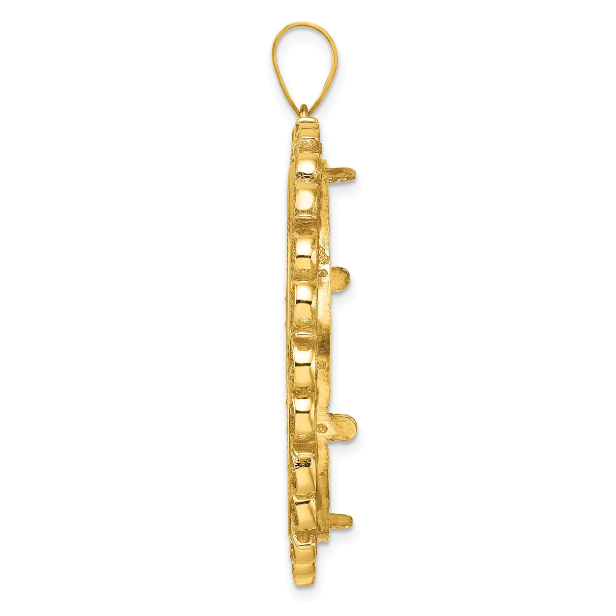 14k Yellow Gold coin bezel for Isle of Man 1 Crown Cat — alternate view