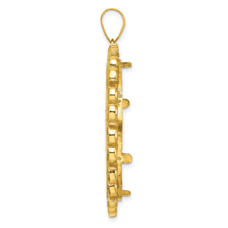 14k Yellow Gold coin bezel for Isle of Man 1 Crown Cat — alternate view