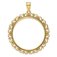 Australian 1 oz Gold Lunar $100 Coin Series 3 Coin Bezel Pendant Prong Set Diamond-Cut Ornate Border in 14k Yellow Gold