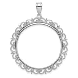 Australian 1 oz Gold Lunar $100 Coin Series 3 Coin Bezel Pendant Prong Set Ornate Border in 14k White Gold