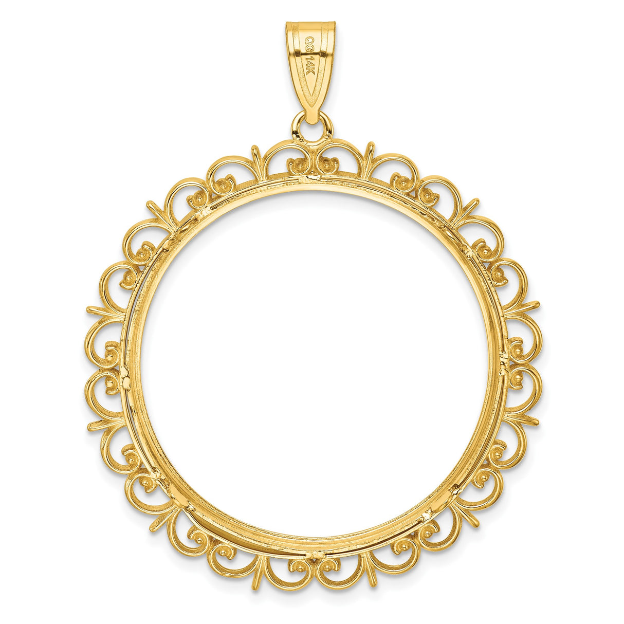 14k Yellow Gold coin bezel for Isle of Man 1 Crown Cat — additional image