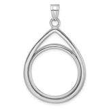 US 1/4 oz Platinum American Eagle $25 Coin Bezel Pendant Prong Set Teardrop in 14k White Gold