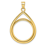 US 1/4 oz Platinum American Eagle $25 Coin Bezel Pendant Prong Set Slim Teardrop in 10k Yellow Gold