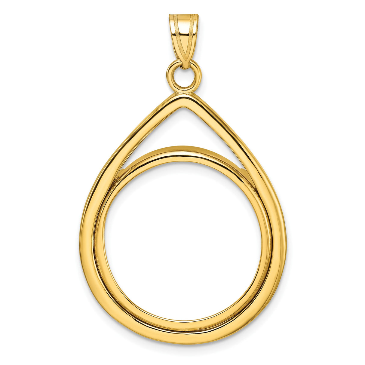 US 1/4 oz Platinum American Eagle $25 Coin Bezel Pendant Prong Set Teardrop in 14k Yellow Gold
