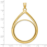 Australian 1 oz Platinum Koala $100 Coin Bezel Pendant Prong Set Teardrop in 14k Yellow Gold