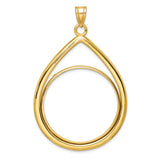 Australian 1 oz Platinum Koala $100 Coin Bezel Pendant Prong Set Teardrop in 14k Yellow Gold