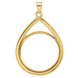 Australian 1 oz Gold Lunar $100 Coin Series 3 Coin Bezel Pendant Prong Set Slim Diamond-Cut Teardrop in 10k Yellow Gold