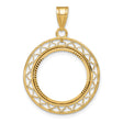 Australian 1/10 oz Gold Kangaroo $15 Coin Bezel Pendant Prong Set Fancy Wire Diamond-Cut Border in 14k Yellow Gold