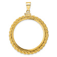 Australian 1 oz Gold Kangaroo $100 Coin Series 2 Coin Bezel Pendant Screw Top Diamond-Cut Rope in 14k Yellow Gold
