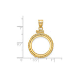 Australian 1/10 oz Gold Kangaroo $15 Coin Bezel Pendant Screw Top Polished Rope in 14k Yellow Gold