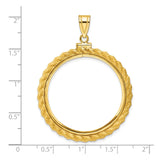 Isle of Man 1 oz Gold Noble £5 Coin Series 2 Coin Bezel Pendant Screw Top Polished Rope in 14k Yellow Gold