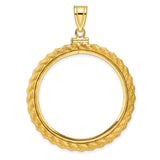 Isle of Man 1 oz Gold Noble £5 Coin Series 2 Coin Bezel Pendant Screw Top Polished Rope in 14k Yellow Gold