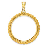 Australian 1 oz Gold Lunar $100 Coin Series 1 Coin Bezel Pendant Screw Top Polished Rope in 14k Yellow Gold
