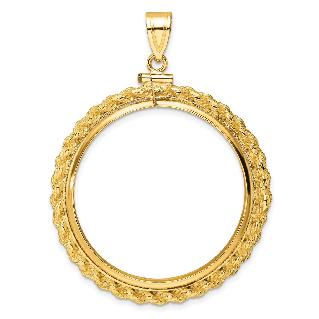 Australian 1 oz Gold Lunar $100 Coin Series 3 Coin Bezel Pendant Screw Top Polished Rope in 10k Yellow Gold