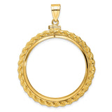 Australian 1 oz Gold Lunar $100 Coin Series 3 Coin Bezel Pendant Screw Top Polished Rope in 10k Yellow Gold
