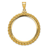 Isle of Man 1 oz Gold Cat 1 Crown Coin Bezel Pendant Screw Top Diamond-Cut Polished Rope in 10k Yellow Gold