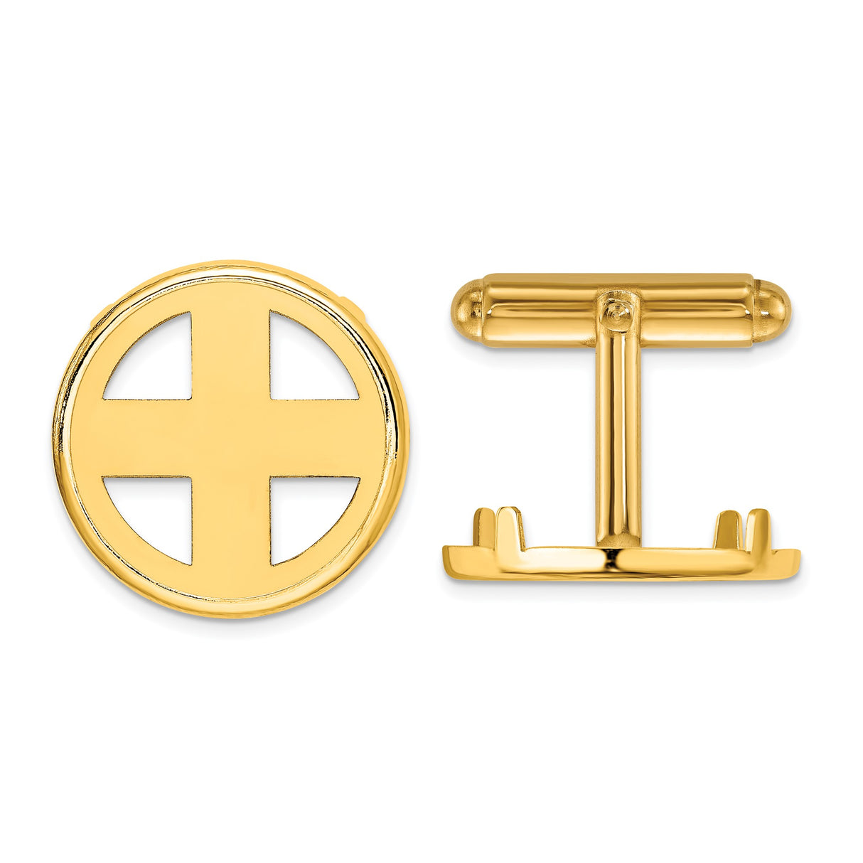 Isle of Man 1/10 oz Gold Cat Coin Bezel Cuff Links Prong Set Polished Classic in 14k Yellow Gold