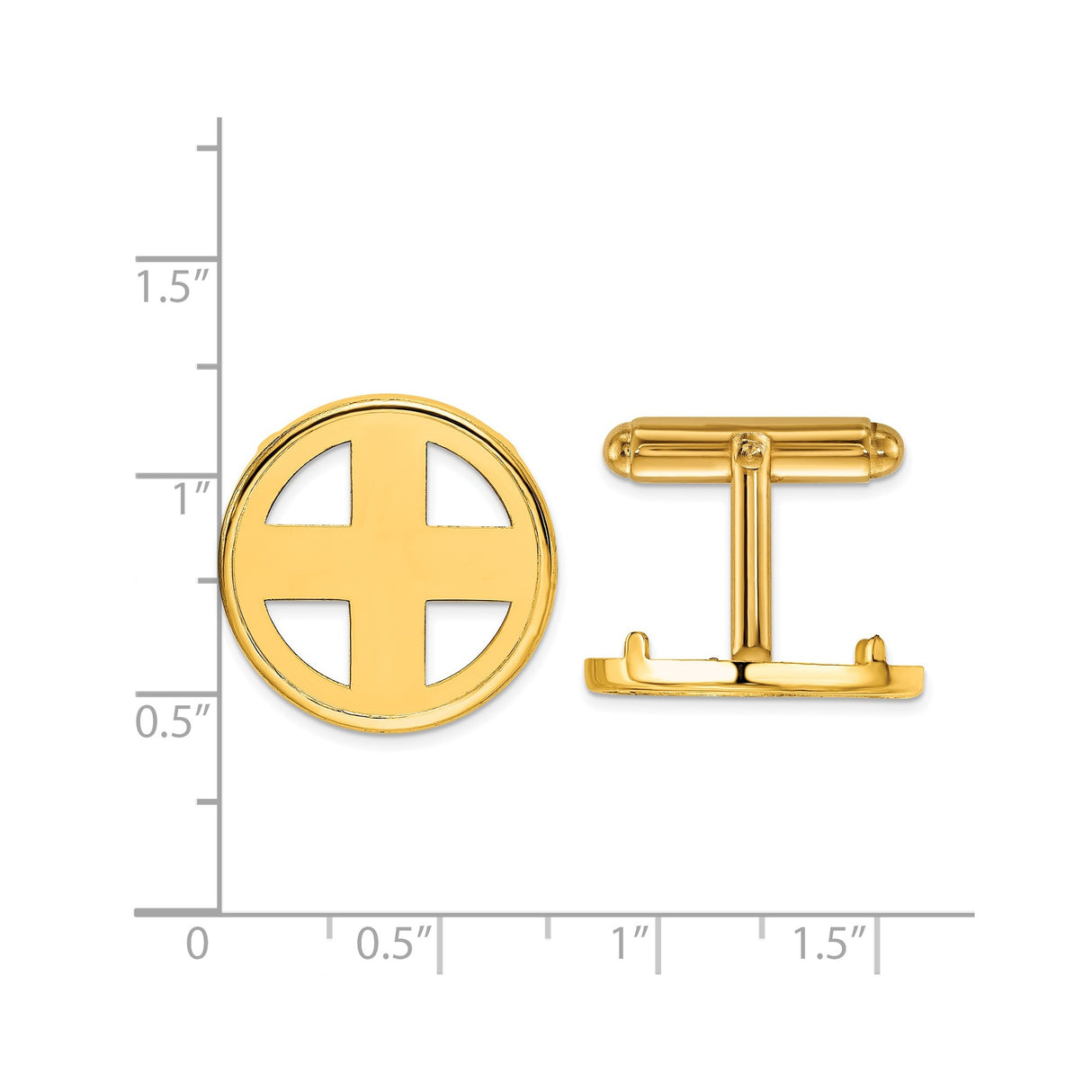 19.5 mm 14k Yellow Gold coin bezel cuff links — alternate view